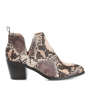 Journee Collection Women’s Lola Snake Print Faux Leather Ankle Booties- 7.5M